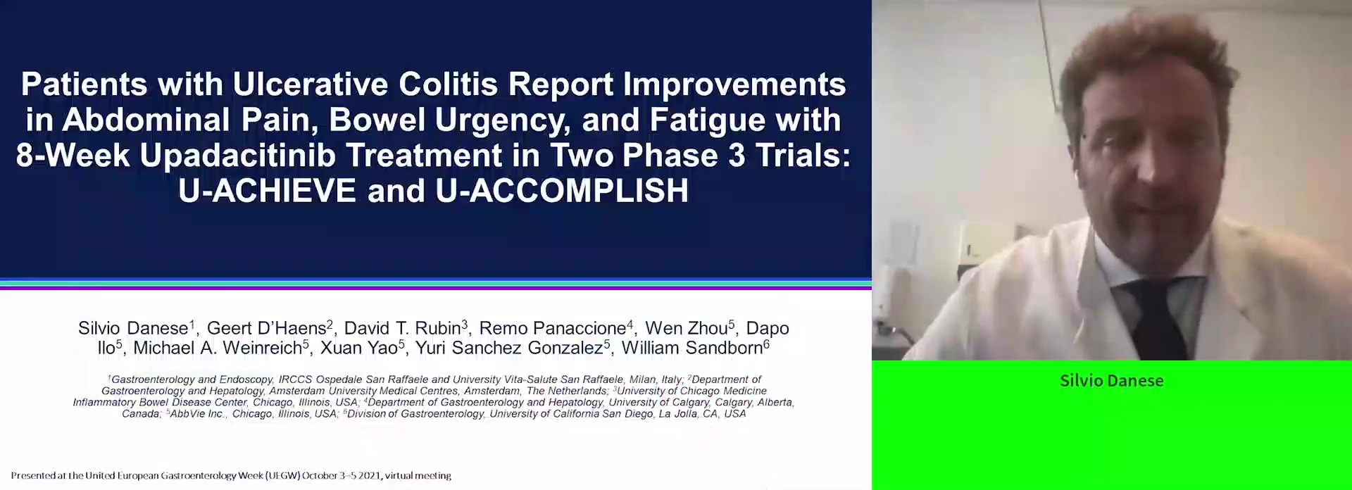 PATIENTS WITH ULCERATIVE COLITIS REPORT IMPROVEMENTS IN ABDOMINAL PAIN, BOWEL URGENCY, AND FATIGUE WITH 8-WEEK UPADACITINIB TREATMENT IN TWO PHASE 3 TRIALS: U-ACHIEVE AND U-ACCOMPLISH