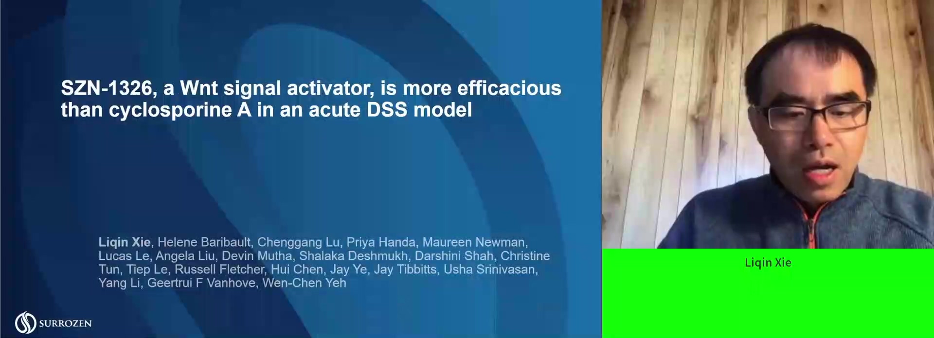 SZN-1326, A WNT SIGNAL ACTIVATOR, IS MORE EFFICACIOUS THAN CYCLOSPORINE A IN AN ACUTE DSS MODEL