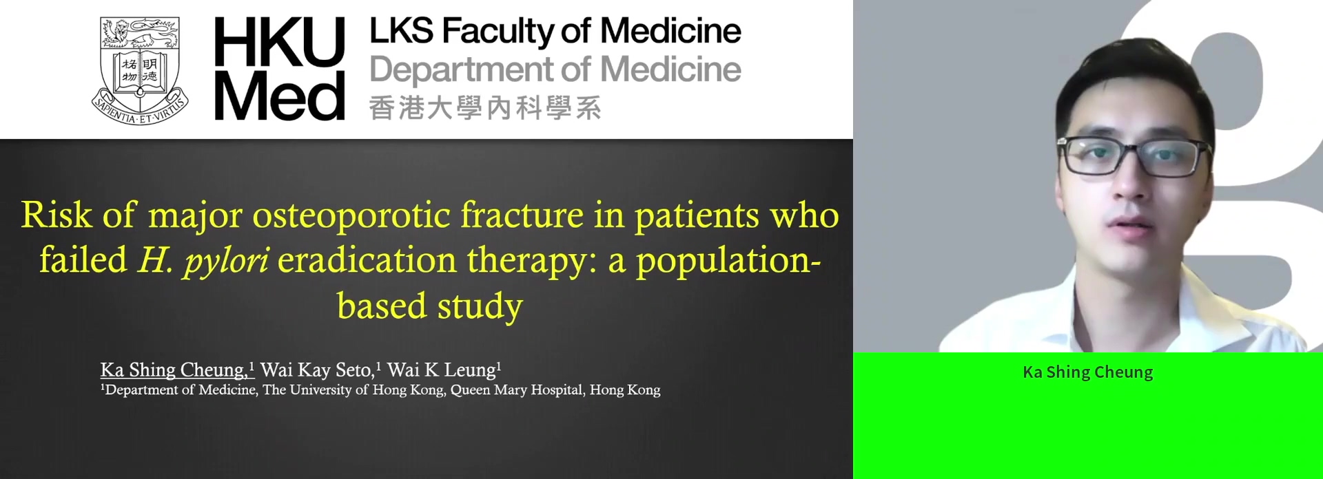 RISKS OF MAJOR OSTEOPOROTIC FRACTURE IN PATIENTS WHO FAILED H. PYLORI ERADICATION THERAPY: A POPULATION-BASED STUDY