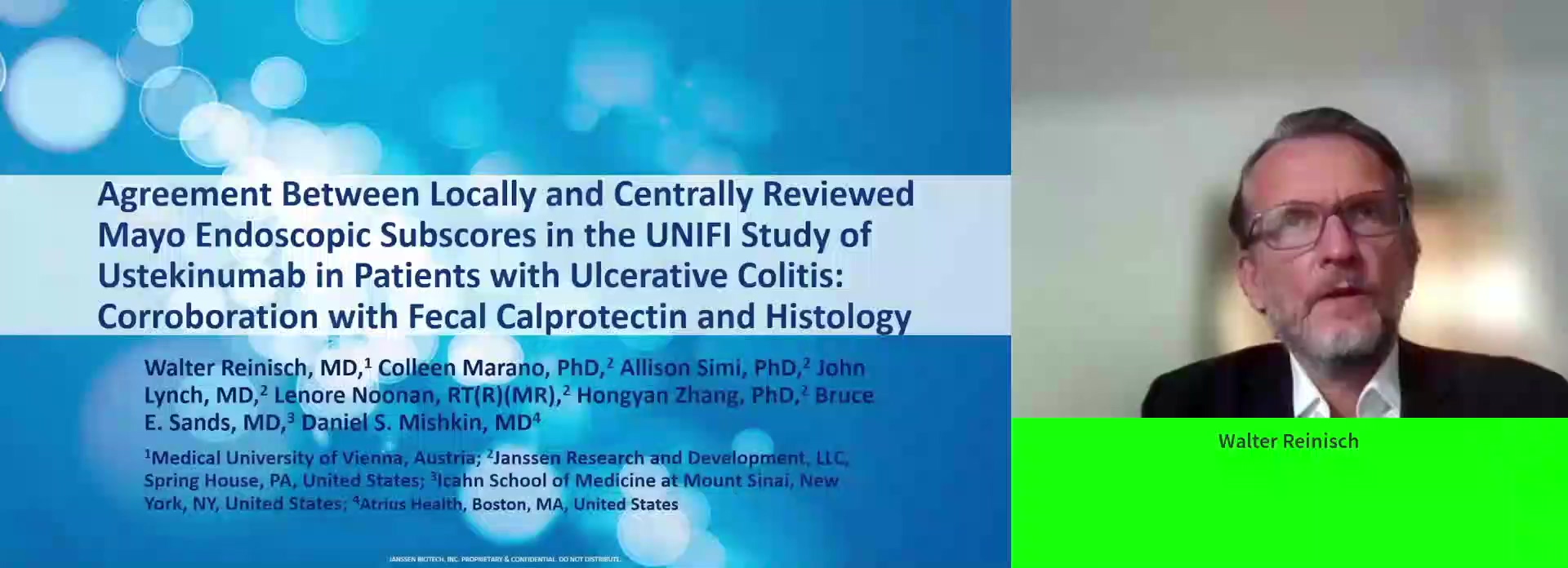 AGREEMENT BETWEEN LOCALLY AND CENTRALLY REVIEWED MAYO ENDOSCOPIC SUBSCORES IN THE UNIFI STUDY OF USTEKINUMAB IN PATIENTS WITH ULCERATIVE COLITIS: CORROBORATION WITH FECAL CALPROTECTIN AND HISTOLOGY