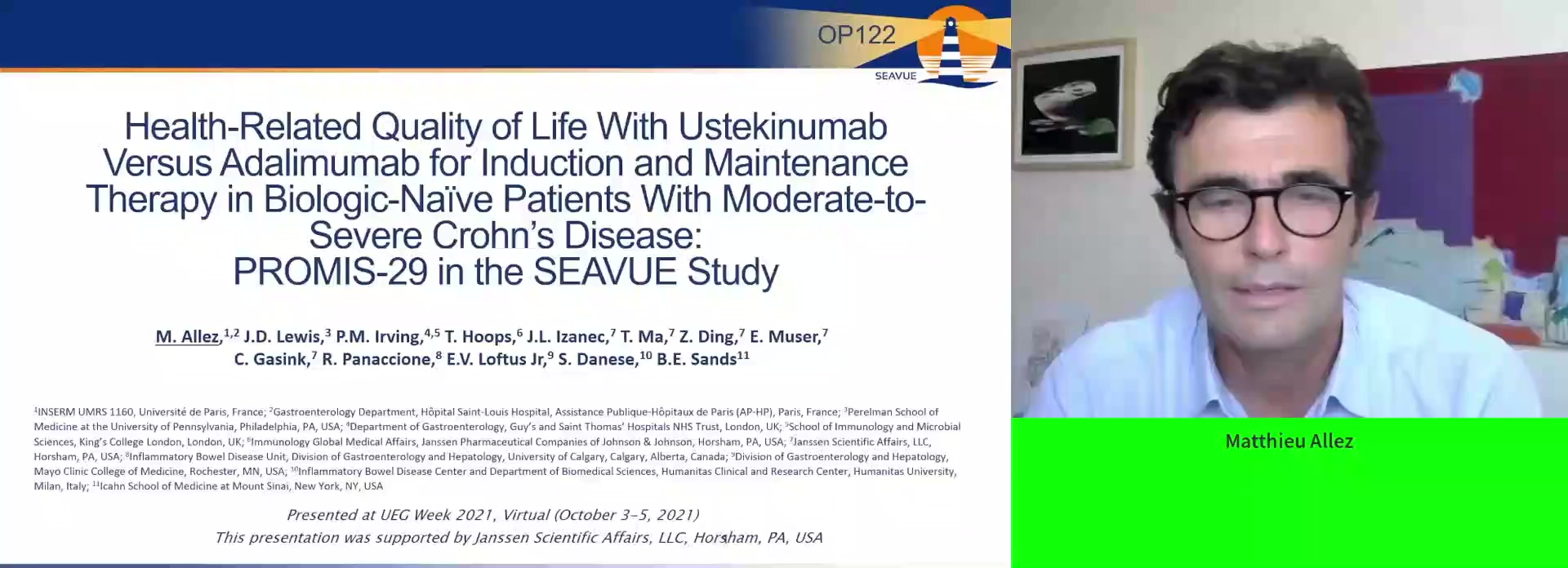 HEALTH-RELATED QUALITY OF LIFE WITH USTEKINUMAB VERSUS ADALIMUMAB FOR INDUCTION AND MAINTENANCE THERAPY IN BIOLOGIC-NAÏVE PATIENTS WITH MODERATE-TO-SEVERE CROHN'S DISEASE: PROMIS-29 IN THE SEAVUE STUDY