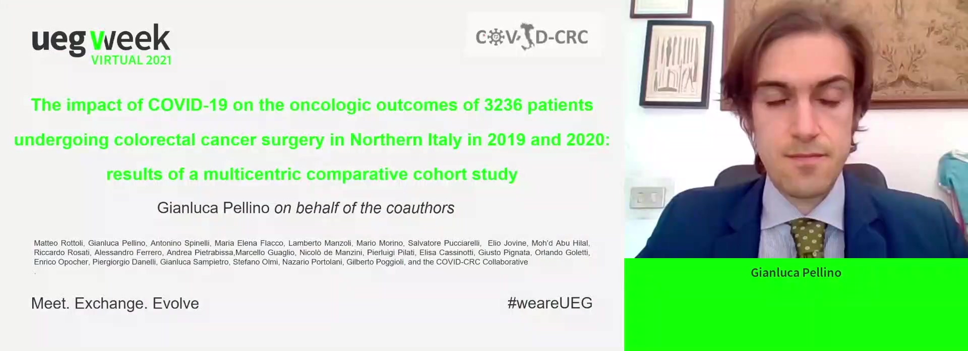 THE IMPACT OF COVID-19 ON THE ONCOLOGIC OUTCOMES OF 3236 PATIENTS UNDERGOING COLORECTAL CANCER SURGERY IN NORTHERN ITALY IN 2019 AND 2020 (COVID-CRC): RESULTS OF A MULTICENTRIC COMPARATIVE COHORT STUDY.