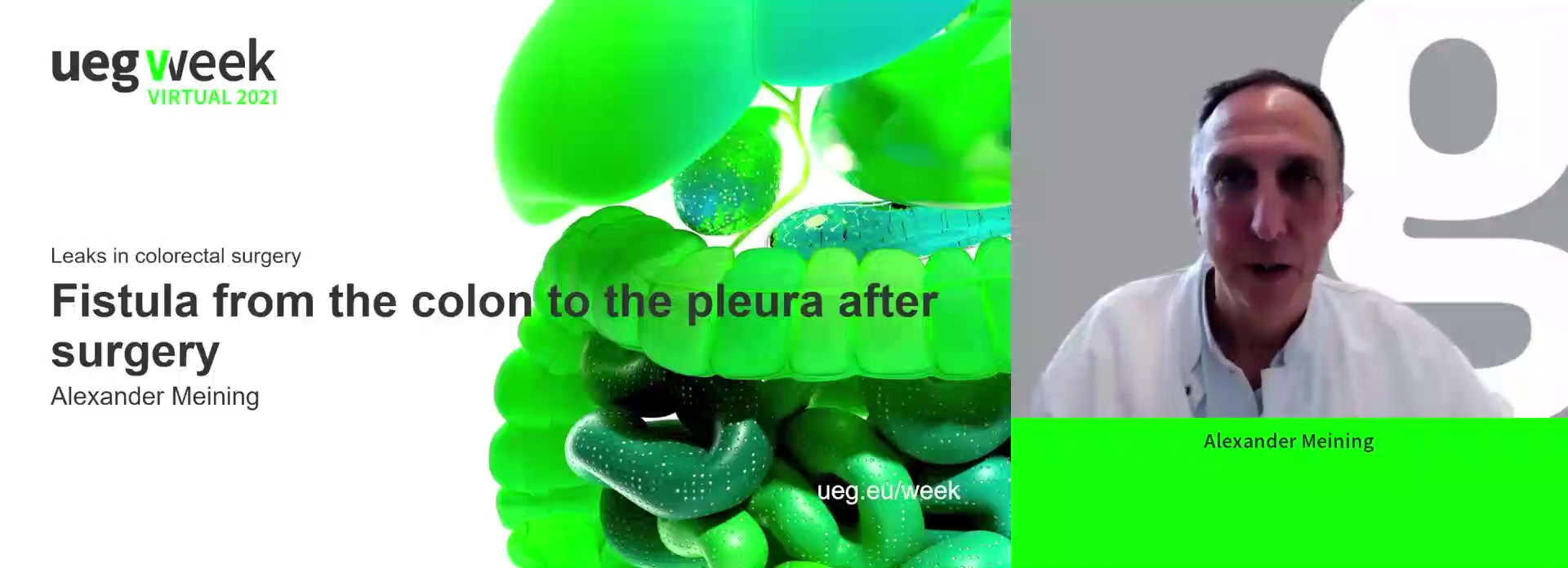 Fistula from the colon to the pleura after surgery